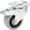 Rueda industrial giratoria en goma: Ø100 x 36 mm, placa soporte con freno: 105 x 85 mm. Capacidad: 160 kg, Tente