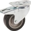 Rueda industrial giratoria en goma: Ø100 x 40 mm, placa soporte con freno: 105 x 85 mm. Capacidad: 200 kg, Tente