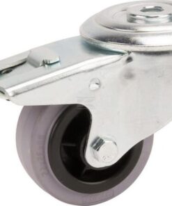Rueda industrial giratoria en goma: Ø80 x 35 mm, placa soporte con freno. Capacidad: 70 kg, Tente