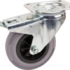 Rueda industrial giratoria en goma: Ø160 x 40 mm, placa soporte con freno: 137 x 105 mm. Capacidad: 135 kg, Tente