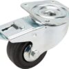Rueda industrial giratoria en goma: Ø80 x 35 mm, placa soporte con freno: 105 x 85 mm. Capacidad: 70 kg, Tente 4 Rueda industrial giratoria en goma: Ø80 x 35 mm, placa soporte con freno: 105 x 85 mm. Capacidad: 70 kg, Tente
