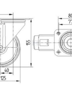 Rueda industrial giratoria en poliuretano: Ø125 x 32 mm, placa soporte con freno: 105 x 85 mm. Capacidad: 200 kg, Tente 3 Rueda industrial giratoria en poliuretano: Ø125 x 32 mm, placa soporte con freno: 105 x 85 mm. Capacidad: 200 kg, Tente