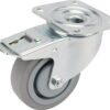 Rueda industrial giratoria en goma: Ø100 x 34 mm, placa soporte con freno: 105 x 85 mm. Capacidad: 160 kg, Tente
