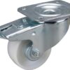 Rueda industrial giratoria en poliamida: Ø80 x 34 mm, placa soporte con freno: 105 x 85 mm. Capacidad: 200  kg, Tente