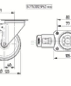 Rueda industrial giratoria en poliamida: Ø125 x 40 mm, placa soporte con freno 105 x 85 mm. Capacidad: 250 kg, Tente 11 Rueda industrial giratoria en poliamida: Ø125 x 40 mm, placa soporte con freno 105 x 85 mm. Capacidad: 250 kg, Tente