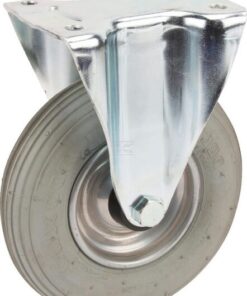 Rueda industrial fija en goma: Ø200 x 50 mm, placa de soporte: 137 x 115 mm. Capacidad: 75 kg, Tente