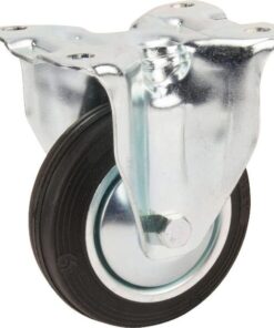 Rueda industrial fija en goma: Ø100 x 30 mm, placa de soporte: 103 x 85 mm. Capacidad: 70 kg, Tente