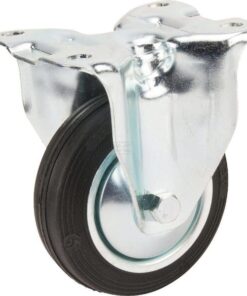 Rueda industrial fija en goma: Ø125 x 37 mm, placa de soporte: 103 x 85 mm. Capacidad: 100 kg, Tente
