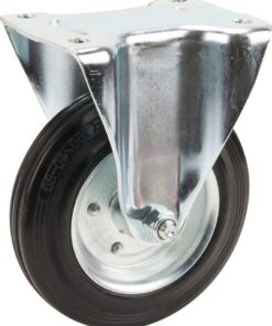 Rueda industrial fija en goma: Ø160 x 23 mm, placa de soporte: 137 x 115 mm. Capacidad: 135 kg, Tente