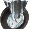 Rueda industrial fija en goma: Ø200 x 50 mm, placa de soporte: 137 x 115 mm. Capacidad: 205 kg, Tente