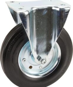 Rueda industrial fija en goma: Ø200 x 50 mm, placa de soporte: 137 x 115 mm. Capacidad: 205 kg, Tente