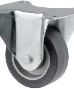 Rueda industrial fija en goma: Ø100 x 40 mm, placa de soporte: 105 x 85 mm. Capacidad: 200 kg, Tente