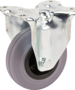 Rueda industrial fija en goma: Ø100 x 35 mm, placa de soporte: 103 x 85 mm. Capacidad: 75 kg, Tente