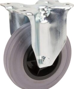 Rueda industrial fija en goma: Ø125 x 37 mm, placa de soporte: 103 x 85 mm. Capacidad: 100 kg, Tente