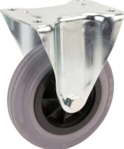 Rueda industrial fija en goma: Ø160 x 40 mm, placa de soporte: 137 x 115 mm. Capacidad: 135 kg, Tente