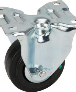 Rueda industrial fija en goma: Ø80 x 35 mm, placa de soporte: 103 x 85 mm. Capacidad: 70 kg, Tente