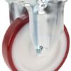 Rueda industrial fija en poliuretano: Ø125 x 32 mm, placa de soporte con freno: 103 x 85 mm. Capacidad: 200 kg, Tente
