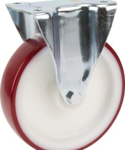Rueda industrial fija en poliuretano: Ø200 x 46 mm, placa de soporte con freno: 137 x 115 mm. Capacidad: 350 kg, Tente