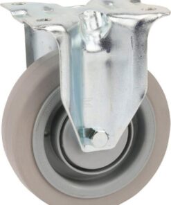 Rueda industrial fija en goma: Ø125 x 40 mm, placa de soporte: 103 x 85 mm. Capacidad: 250 kg, Tente