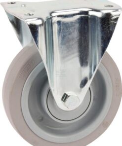 Rueda industrial fija en goma: Ø160 x 46 mm, placa de soporte: 137 x 115 mm. Capacidad: 300 kg, Tente