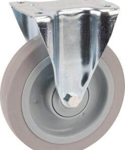 Rueda industrial fija en goma: Ø200 x 46 mm, placa de soporte: 137 x 115 mm. Capacidad: 400 kg, Tente