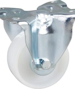 Rueda industrial fija en poliamida: Ø80 x 34 mm, placa de soporte: 103 x 85 mm. Capacidad: 200 kg, Tente