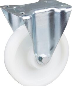 Rueda industrial fija en poliamida: Ø160 x 40 mm, placa de soporte: 137 x 115 mm. Capacidad: 350 kg, Tente