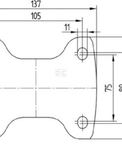 Rueda industrial fija en poliamida: Ø160 x 40 mm, placa de soporte: 137 x 115 mm. Capacidad: 350 kg, Tente
