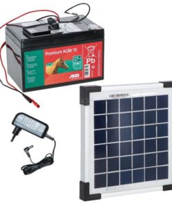 Conjunto solar 5W con soporte bateria 15Ah AGM
