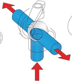Llave esférica de 3 vías T6