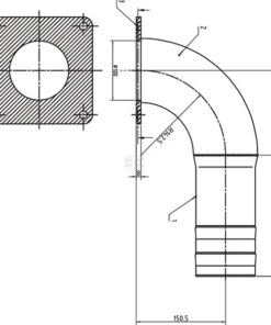 Codo de 90° + brida + boquilla 4"