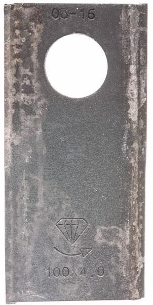 Cuchilla izda. de segadora 100 x 48 x 4 mm orificio Ø 21 mm adecuada para Pöttinger (paquete de 25 unidades)