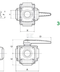 Llave esf. 4 vías 1 1/2" 12bar 5 Llave esf. 4 vías 1 1/2