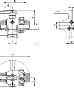 Llave de paso esférica T6, 3 vías
