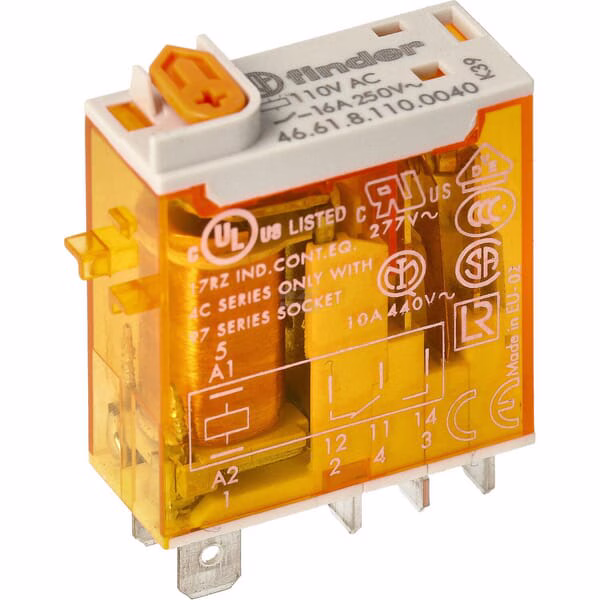 Mini.rel.1CO 16A/230V AC/AgSnO2 Test button/Mech.ind. 4 Mini.rel.1CO 16A/230V AC/AgSnO2 Test button/Mech.ind.