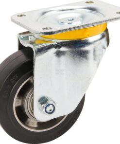 Rueda industrial giratoria en goma: Ø125 x 50 mm, placa soporte: 137 x 105 mm. Capacidad: 300 kg, Tente