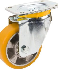 Rueda industrial giratoria en poliuretano: Ø125 x 50 mm, placa soporte: 137 x 105 mm. Capacidad: 500 kg, Tente