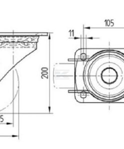 Rueda industrial giratoria en poliuretano: Ø160 x 50 mm, placa de soporte: 137 x 105 mm. Capacidad: 800 kg, Tente
