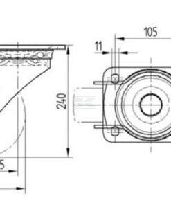 Rueda industrial giratoria en poliamida: Ø200 x 50 mm, placa soporte: 137 x 105 mm. Capacidad: 800 kg, Tente