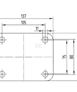 Rueda industrial giratoria en poliuretano: Ø160 x 50 mm, placa soporte con freno: 137 x 105 mm. Capacidad: 800 kg, Tente