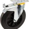 Rueda industrial giratoria en goma: Ø250 x 50 mm, placa soporte con freno: 105 x 137 mm. Capacidad: 500 kg, Tente