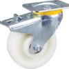 Rueda industrial giratoria en poliamida: Ø160 x 50 mm, placa soporte, con freno: 137 x 105 mm. Capacidad: 800 kg, Tente