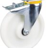 Rueda industrial giratoria en poliamida: Ø250 x 50 mm, placa soporte con freno: 137 x 105 mm. Capacidad: 800 kg, Tente