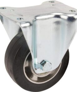 Rueda industrial fija en goma: Ø125 x 50 mm, placa de soporte: 137 x 115 mm. Capacidad: 300 kg, Tente