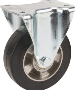 Rueda industrial fija en goma: Ø160 x 50 mm, placa de soporte: 137 x 115 mm. Capacidad: 350 kg, Tente