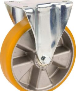 Rueda industrial fija en poliuretano: Ø200 x 50 mm, placa de soporte: 137 x 105 mm. Capacidad: 800 kg, Tente