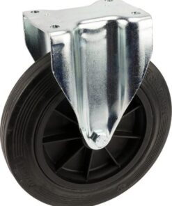 Rueda industrial fija en goma: Ø250 x 50 mm, placa de soporte: 137 x 115 mm. Capacidad: 295 kg, Tente