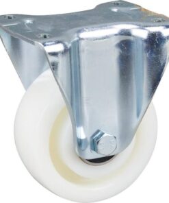 Rueda industrial fija en poliamida: Ø125 x 50 mm, placa de soporte: 137 x 105 mm. Capacidad: 700 kg, Tente