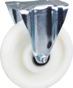 Rueda industrial fija en poliamida: Ø160 x 50 mm, placa de soporte: 137 x 105 mm. Capacidad: 800 kg, Tente