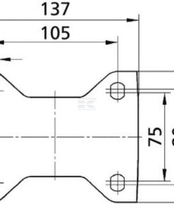 Rueda industrial fija en poliamida: Ø160 x 50 mm, placa de soporte: 137 x 105 mm. Capacidad: 800 kg, Tente